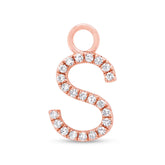 0.06ct 14k Rose Gold Diamond "S" Hoop Charm